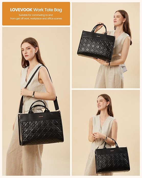 LOVEVOOK Laptop Tote Bag for Women,Waterproof Leather Work Bag