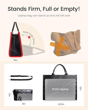 LOVEVOOK Laptop Tote Bag for Women,Waterproof Leather Work Bag